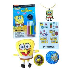 Plush SpongeBob SquarePants Coloring Book Games Tattoos Necklace Toy Play Set